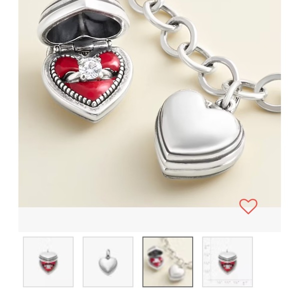 James Avery Heart-Shaped Silver and Red Jewelry Box with Ring. - Picture 5 of 6